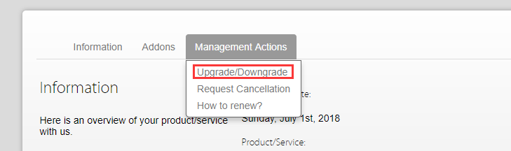 upgrade/downgrade