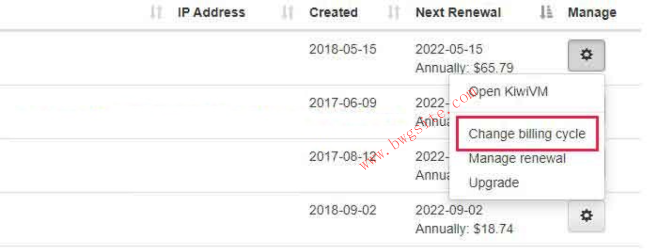 Change billing cycle